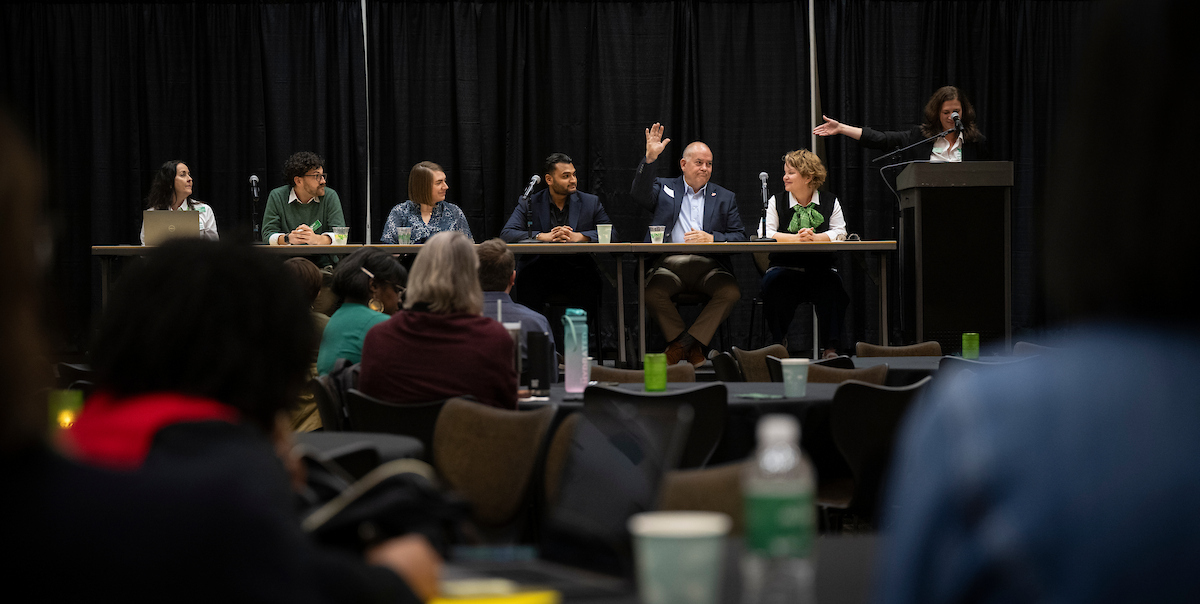 Photo of panelists at a Project-Based Learning symposium